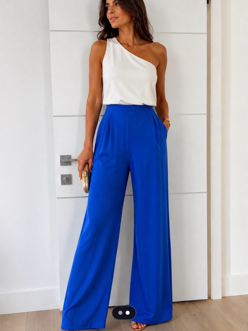 SER.O.YA retrofete Wide-Leg Satin Pants Royal blue - Picture 5 of 11